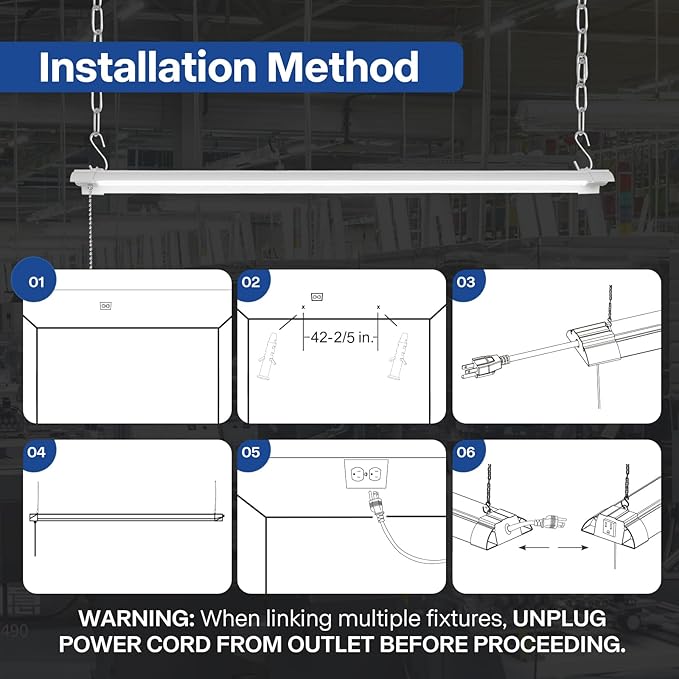 4-Pack 4ft Linkable Led Shop Light, Plug in Garage Lighting - Image 6