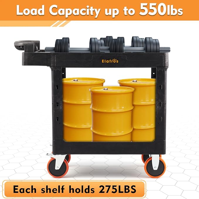 ELAFROS Heavy Duty Plastic Utility Cart 41.3 x 17 Inch - Image 6