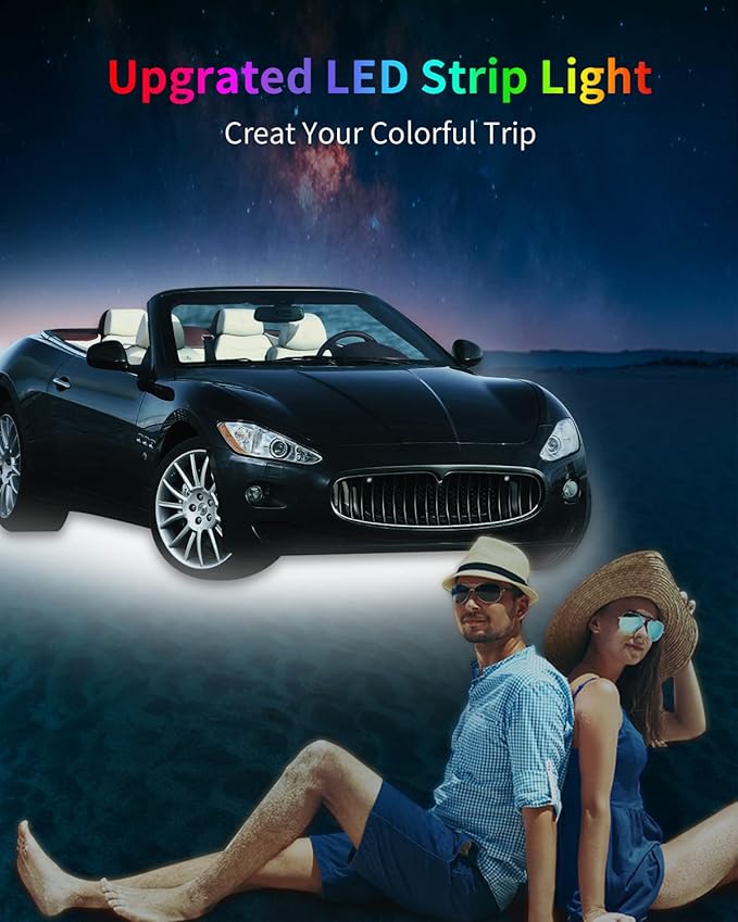 12V Car LED Strip Light, 24inch Car Interior Light Strip IP68 Waterproof - Image 2