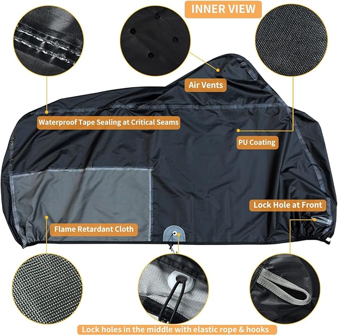 Motorcycle Cover Waterproof Outdoor 104 inches Length All Season Universal - Image 2