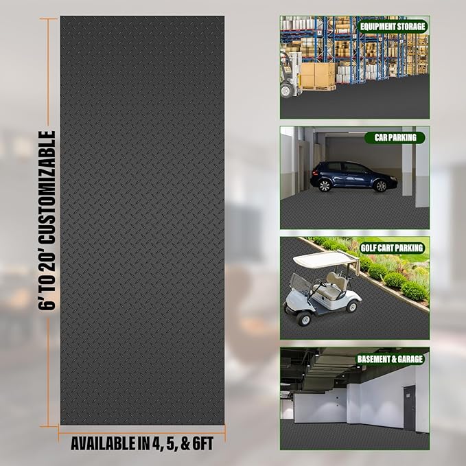SEAL 5 x 8 Ft Premium Garage Floor Mat, Solid 2.8mm Thickened Black Commercial - Image 3