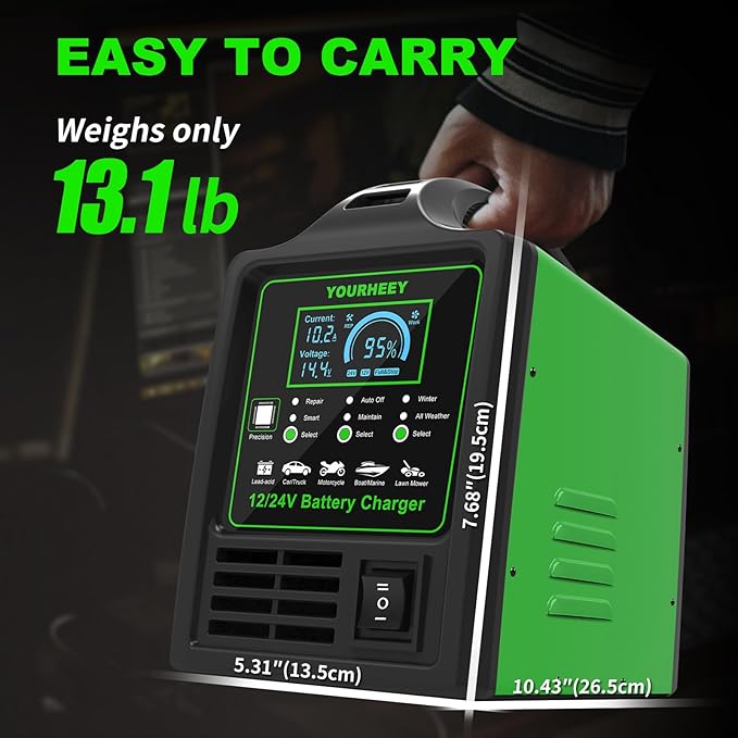 12V/24V Car Battery Charger Heavy Duty, 0-15A Automatic Battery Maintainer - Image 9