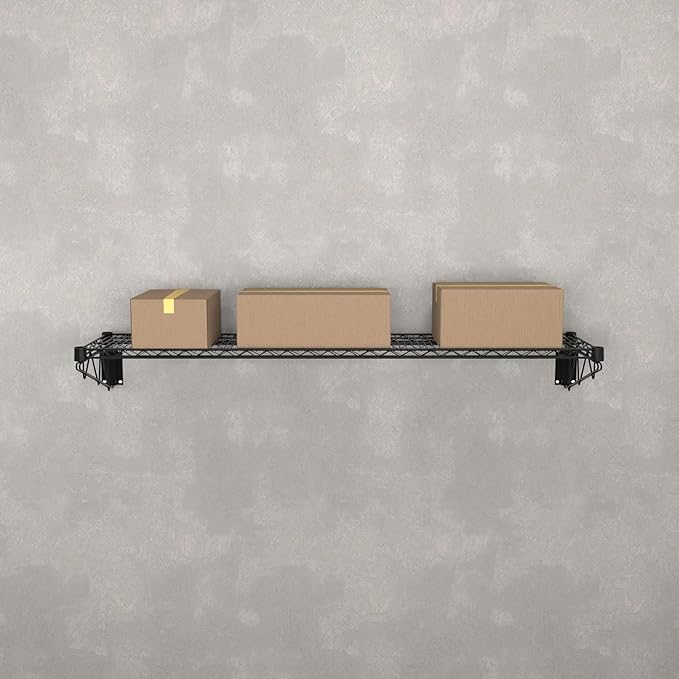 14" x 60" Black Epoxy Wire Wall Mount Shelf - Image 6