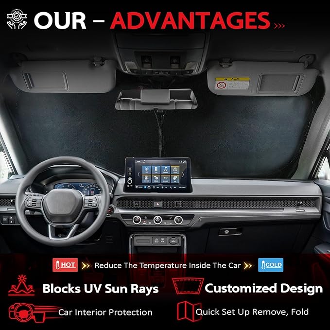 KAYZT Windshield Sun Shade for Honda CRV 2023-2025 2026 CR-V Foldable Sunshade - Image 3