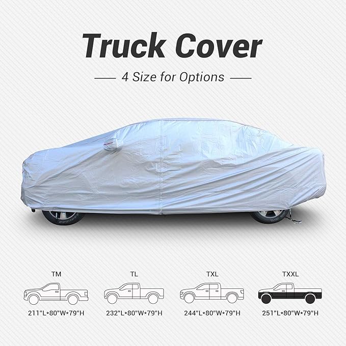 Tecoom Hard Shell Truck Car Cover Waterproof Windproof Zipper Design - Image 5