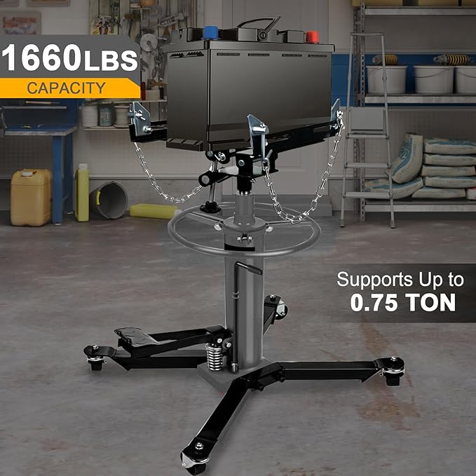Transmission Jack 1660 lbs/ 0.75 Ton Capacity Hydraulic Telescopic Transmission - Image 2