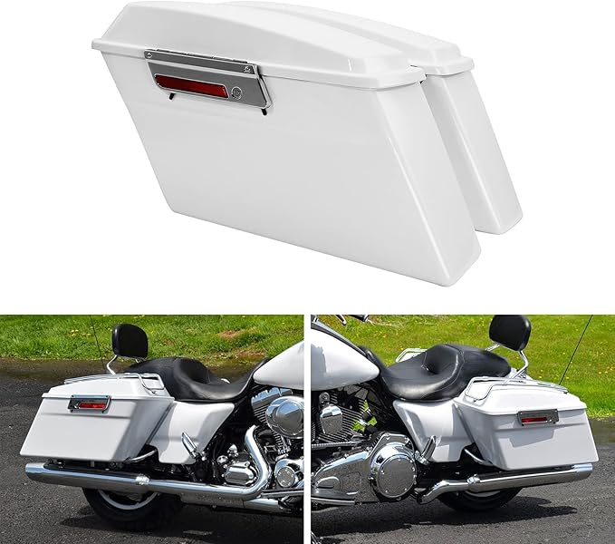 XFMT White Hard Saddlebags Saddle Bags Trunk W/Black Conversion Brackets - Image 5