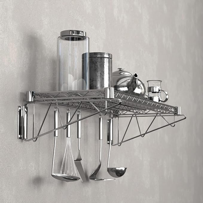 14" x 36" Chrome Wire Wall Mount Shelf - Image 6