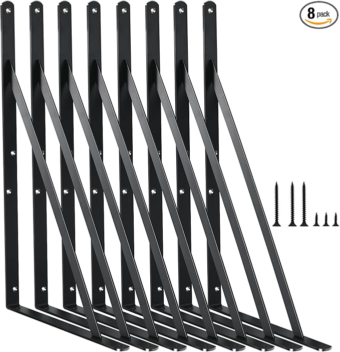 8 Pack L14 x H 10" Black Heavy Duty Shelf Brackets by MHMYDZ