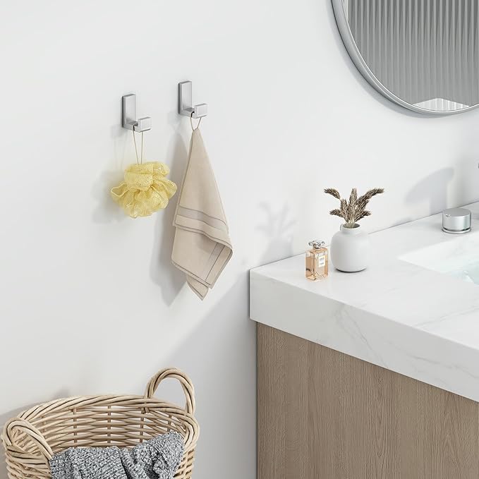 Angle Simple Towel Hooks for Bathroom, SUS 304 Stainless Steel Robe Coat Hooks - Image 2
