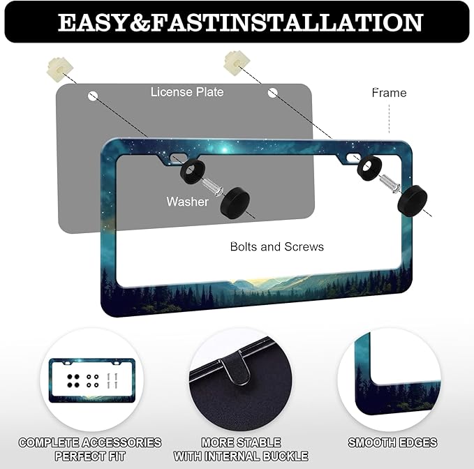 Starry Sky Mountain License Plate Frames - Image 3