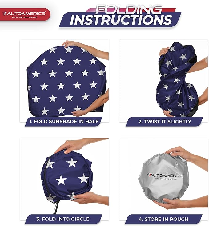 Autoamerics 1-Piece Windshield Sun Shade American Stars Flag USA Patriotic - Image 8