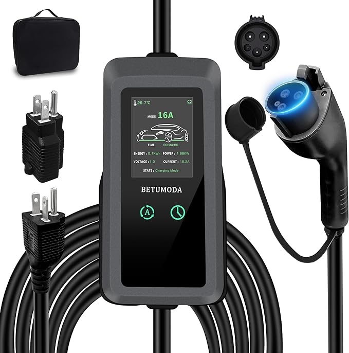Portable Level 1&2 EV Charger, 16Amp Adjustable Current, Wallbox by BETUMODAEVCharger