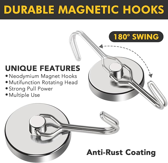MIKEDE 110LB Magnetic Hooks, Neodymium Magnet Hooks - Image 5