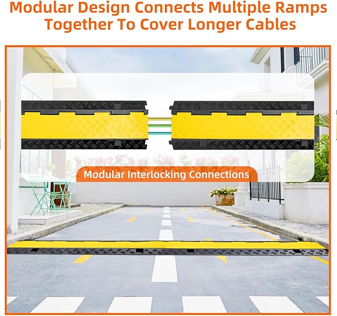 3 Channel 2 Pack Cable Protector Ramp Traffic Wire and Hose Ramp Cord Cover - Image 6