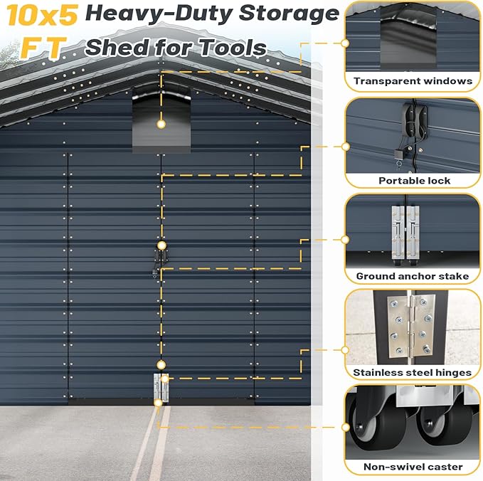 EROMMY 10x25 FT Carport Storage Shed 2-in-1, Heavy Duty Car Port - Image 4