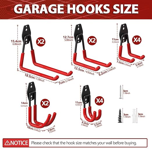 3-H Garage Wall Hooks 45 Pack, Garage Hooks Heavy Duty - Image 3
