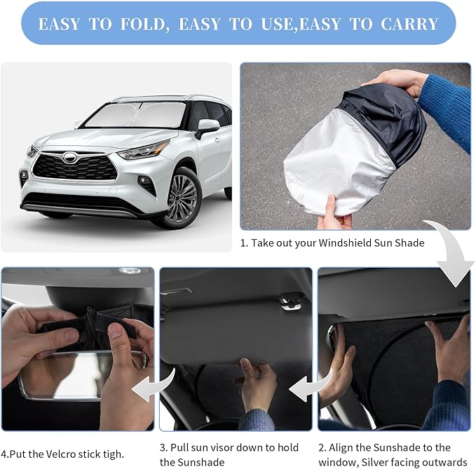 for Toyota Highlander 2020-2024 2025 2026 Sun Shade Sunshade Windshield Cover - Image 6