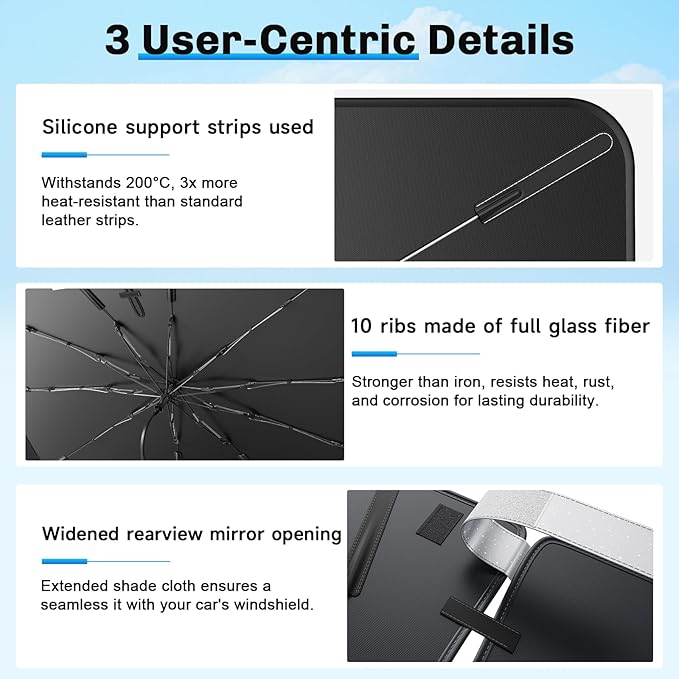 SXCY for 2025 Toyota Camry Windshield Umbrella Sunshade for 2025 Toyota Camry - Image 4