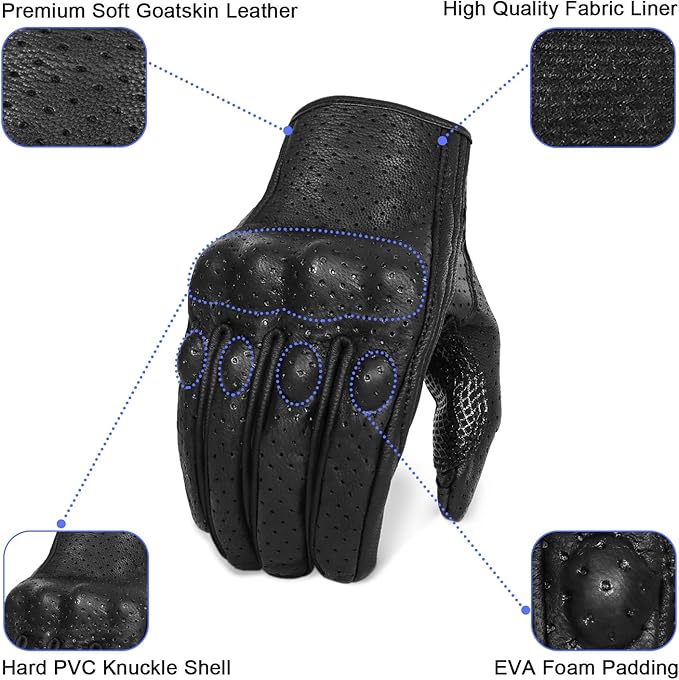 Updated Breathable Leather Motorcycle Gloves - Image 2