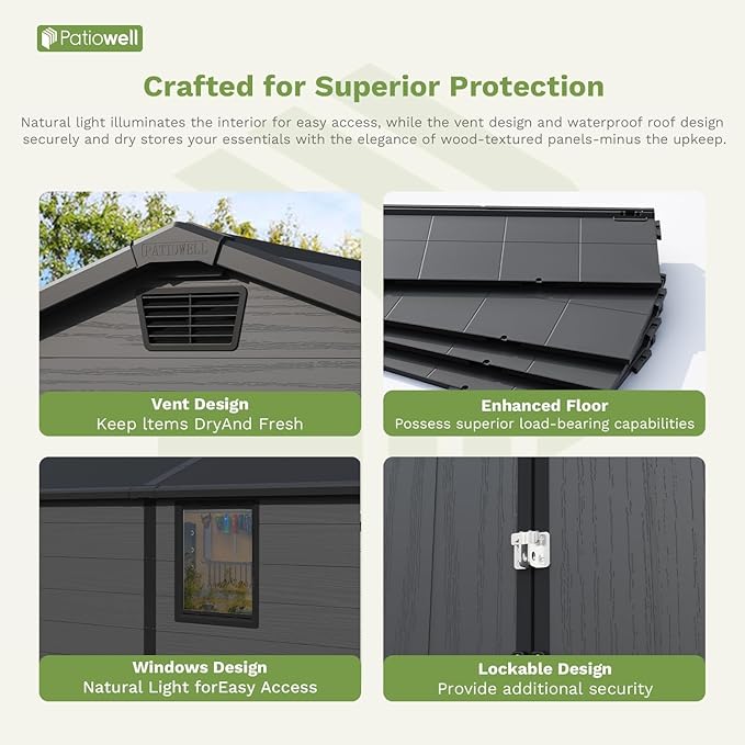 Patiowell 6x10 FT Outdoor Plastic Storage Shed - Image 6