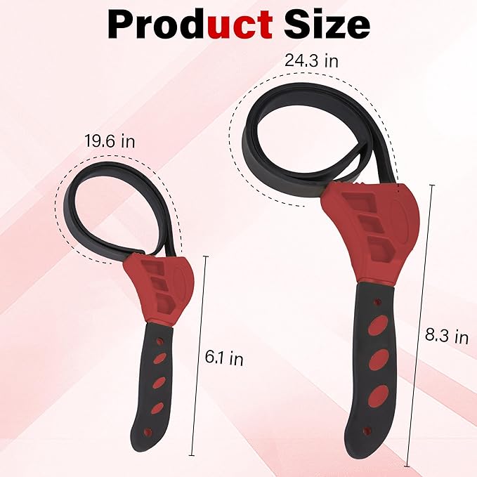 2 PCS Strap Wrench Plumbing, Rubber Strap Wrench, 24 Inch & 19.7 Inch Oil - Image 2