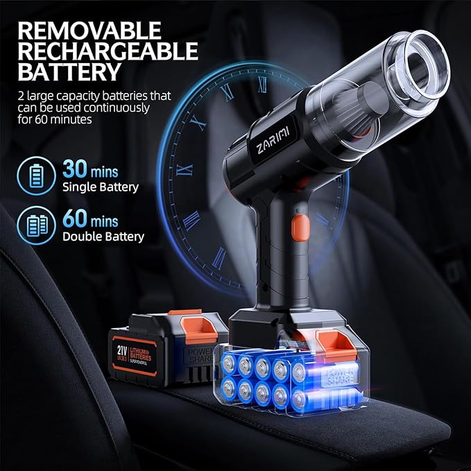 Car Vacuum Portable Cordless, 000Pa High Power Dust Buster, 6-in-1 Handheld - Image 3
