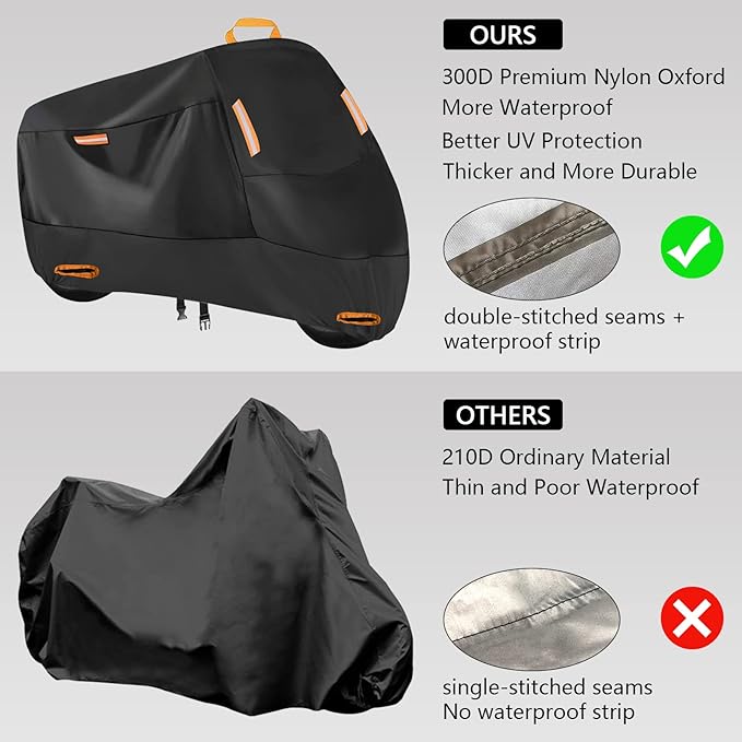 Seceles 300D Motorcycle Cover Waterproof Outdoor, All Season Protection - Image 3