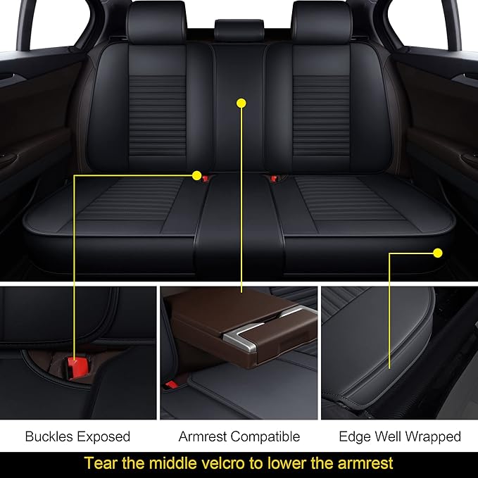 LINGVIDO Car Seat Covers, Breathable and Waterproof Faux Leather Automotive - Image 3
