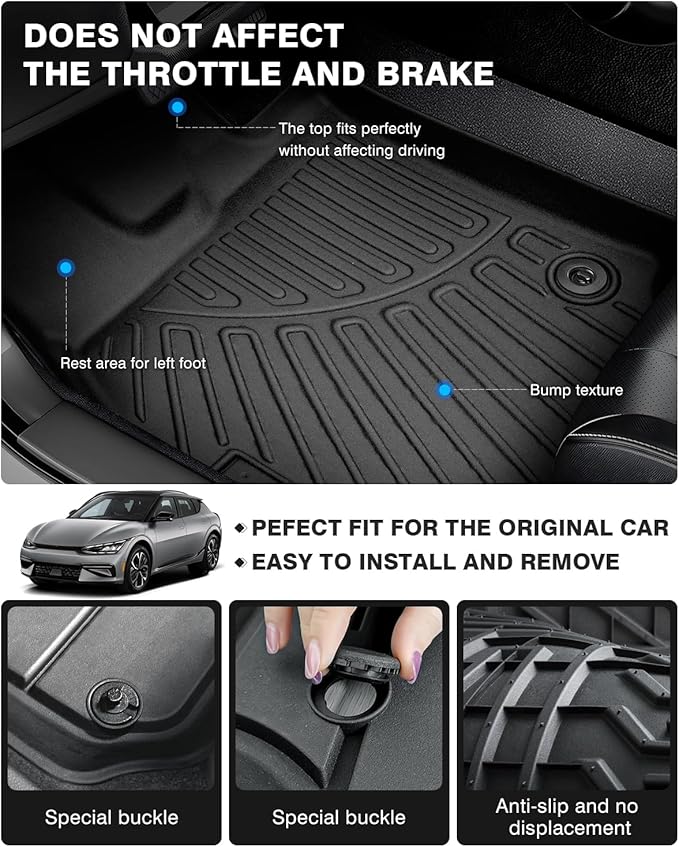 Powerty Floor Mats for 2022-2025 Kia EV6 Accessories All Weather Floor Liner 3D - Image 4