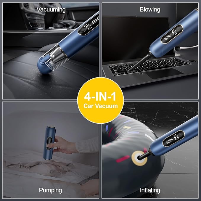 Car Cordless Handheld Vacuum, 13000PA Suction, 4-in-1 Blow & Suction, - Image 4