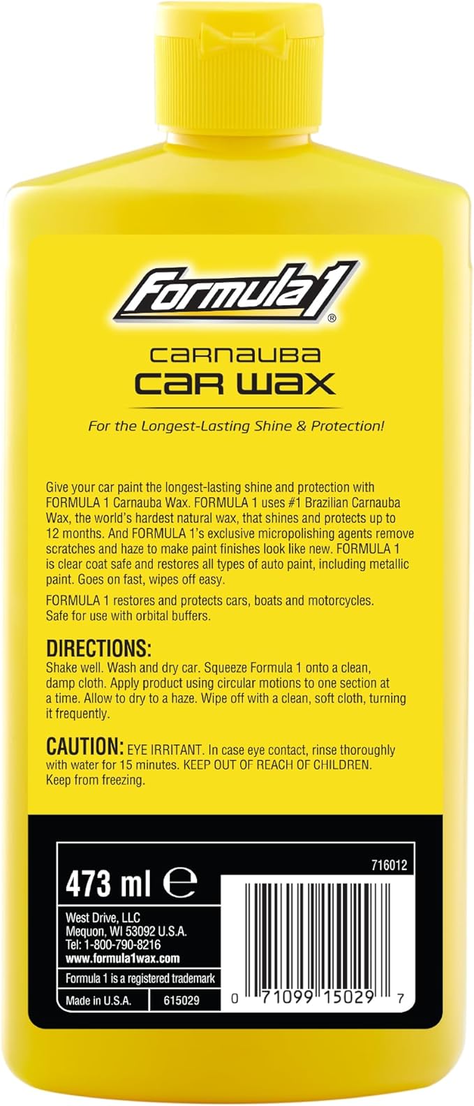 Formula 1 Carnauba Liquid Car Wax, High Gloss Shine & Protection - Image 2