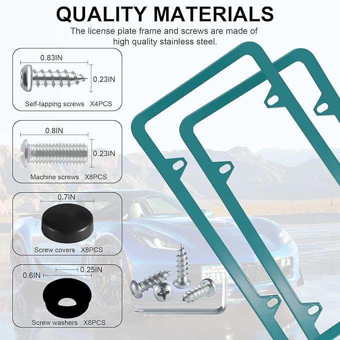 LivTee 4 Holes Stainless Steel License Plate Frames, Automotive Exterior - Image 4
