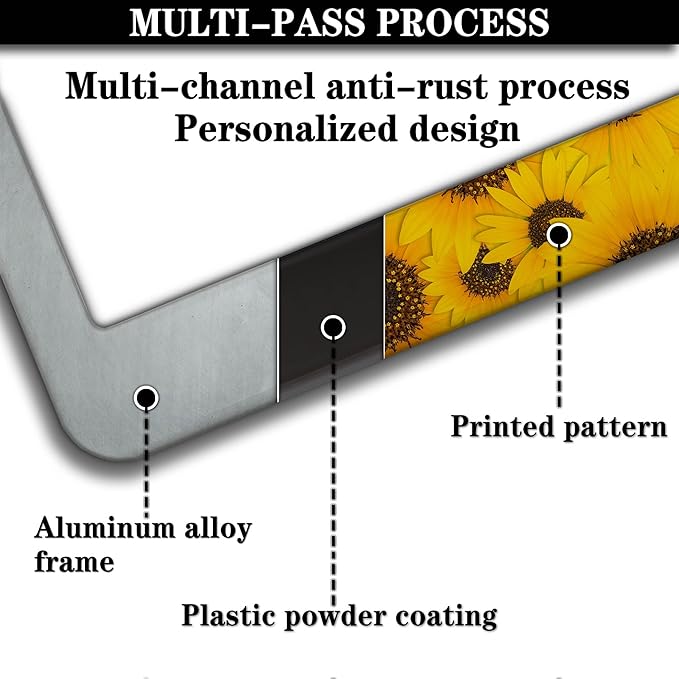 License Plate Protector for Women Yellow License Plate Frames for Men Sunflower - Image 5