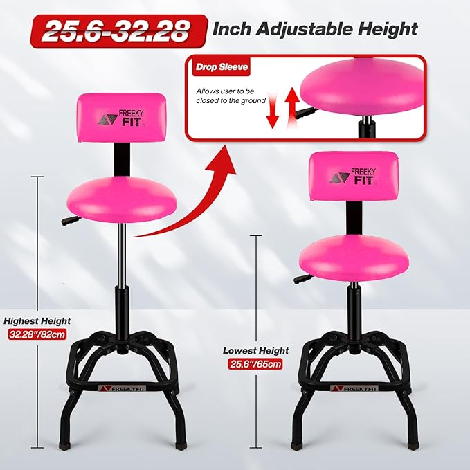 Shop Stool with Backrest, Mechanic Garage Stool - Image 2