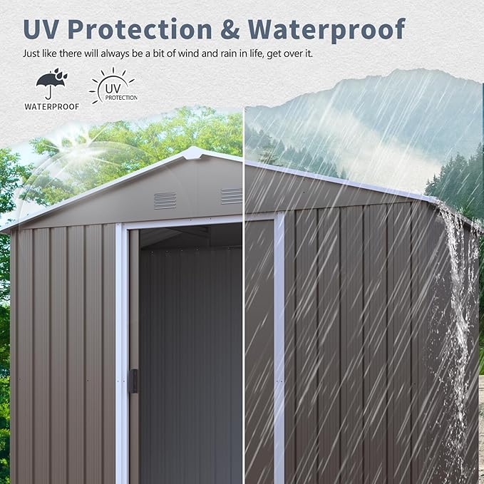 4x8 FT Outdoor Storage Shed, Metal Garden Shed - Image 3