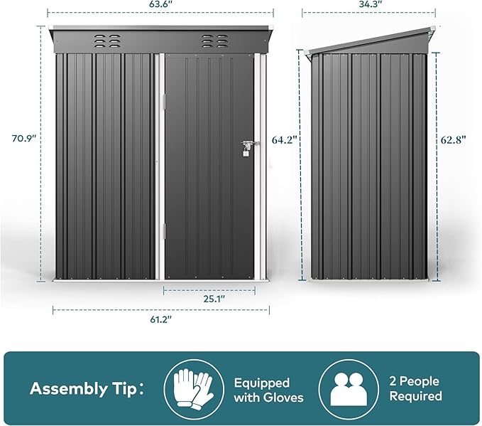 Gizoon 5 'x 3'Outdoor Storage Shed - Image 8