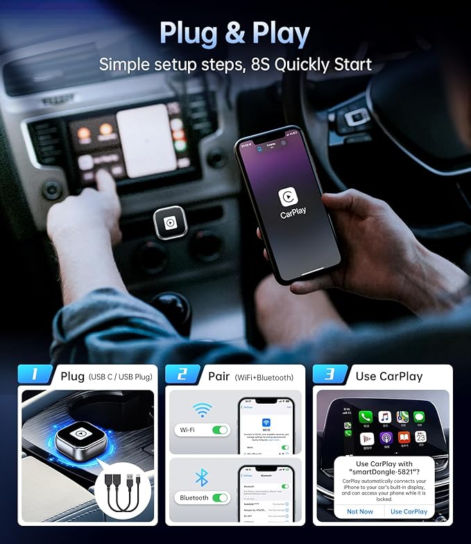 Wireless Carplay Adapter, 2025 Upgrade Mini USB Design - Image 7