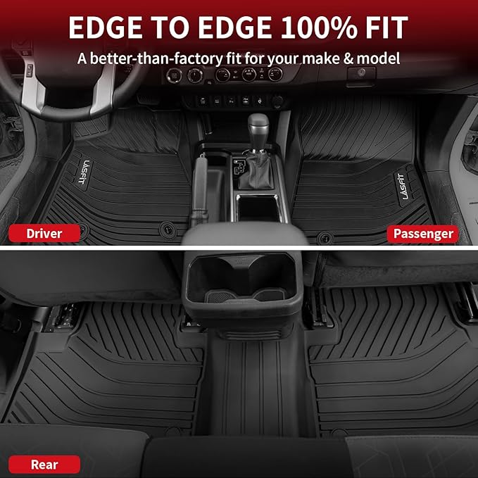 LASFIT Floor Mats for Toyota Tacoma 2016-2023 Double Cab All Weather Custom Fit - Image 8