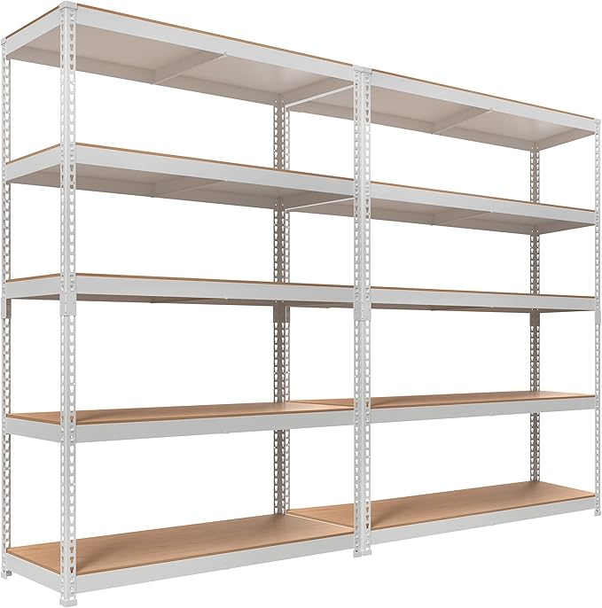 HOMEDANT White 5 Tier Laminated Boltless Heavy Duty Garage Storage Adjustable by TheBestOrganizingSolution