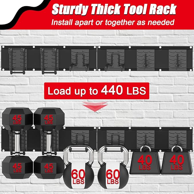 32 Inches Garage Organization, Wall Mount Garden Tool Organizer, 440lbs - Image 2