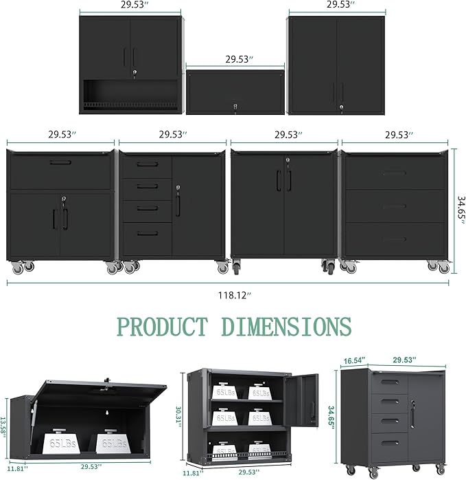 Metal Tool Cabinet, Garage Storage Cabinet System, Wall Cabinet & Locking - Image 2