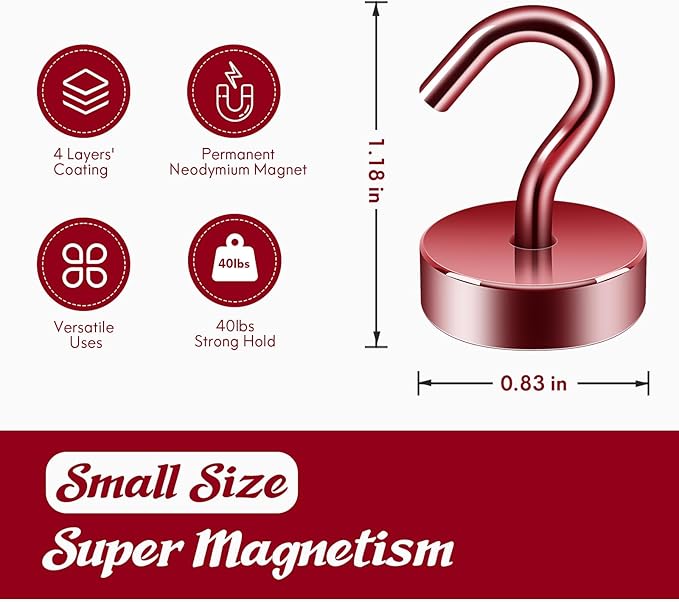 Neosmuk Magnetic Hooks, Cruise Ship Essentials, 40lb+ Heavy Duty Magnetic Hooks - Image 6