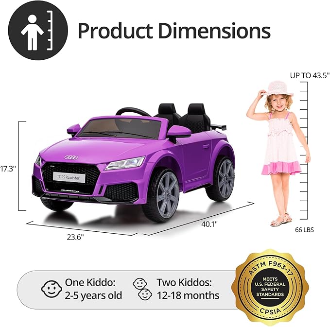 Electric Car for Kids, Licensed Audi 6V Kids Ride on Car Toy for Toddlers - Image 8