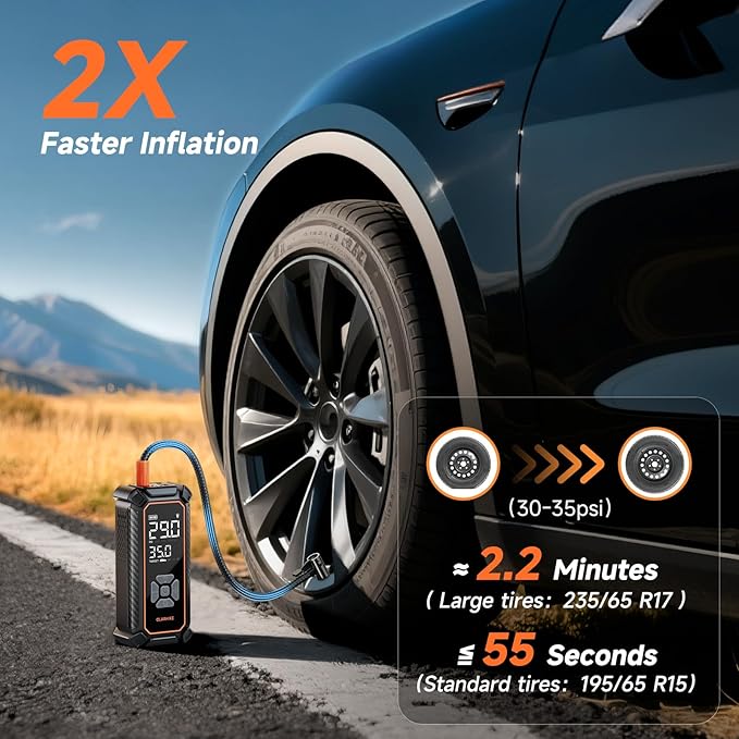 OlarHike Cordless Tire Inflator Portable Air Compressor, Ultra Fast Inflation - Image 2