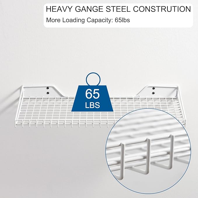 Wallmaster Heavy Duty Garage Wall Shelving 2 Pack 23.6"x11.8" Metal Wire - Image 4