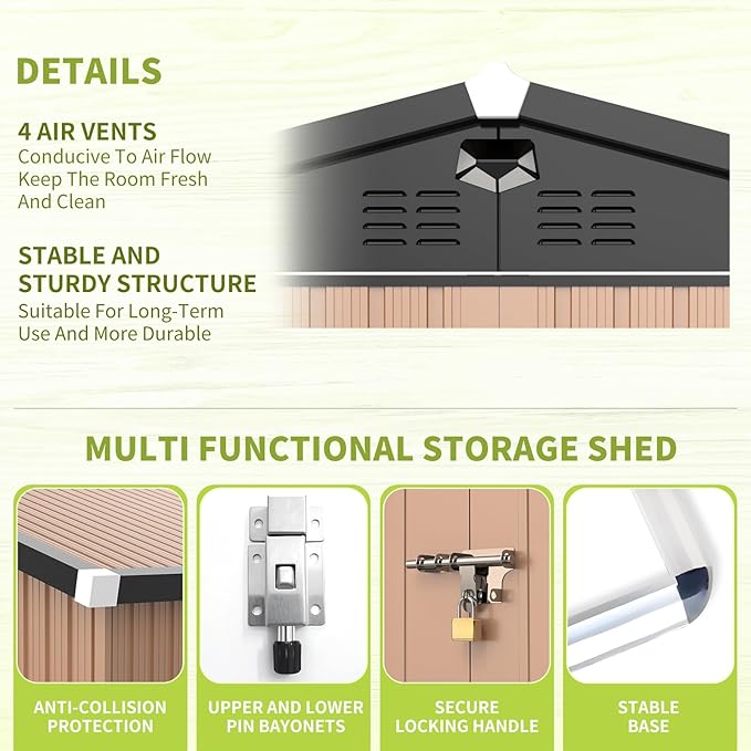 Metal Storage Shed, Outdoor Storage Building 8x6, Large Backyard Shed - Image 4