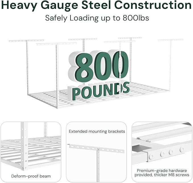 SunsGrove 3x8 Garage Storage Overhead Rack Organization, Adjustable Ceiling - Image 2