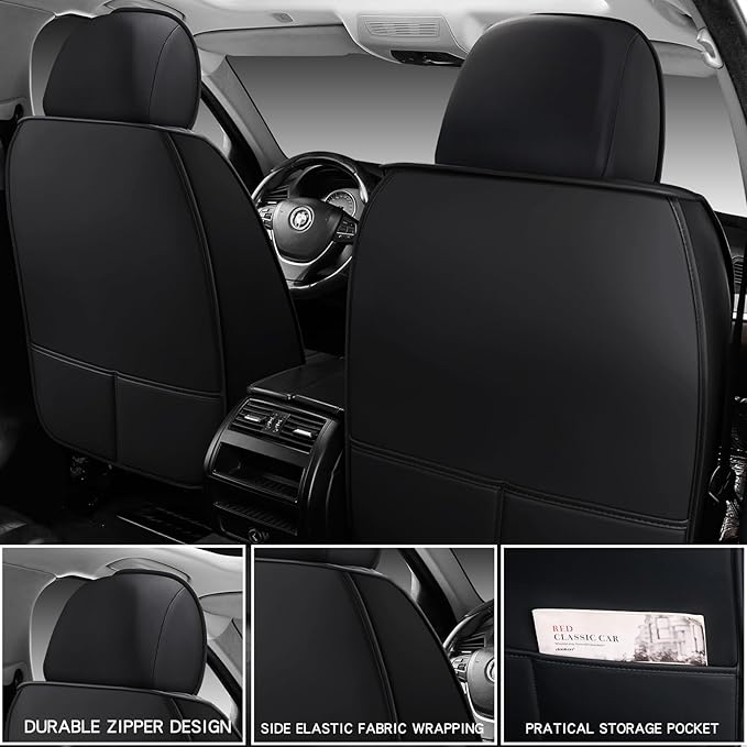 Leather Car Seat Covers Full Set, Universal Faux Leather Car Seat Covers 5 Seats - Image 8