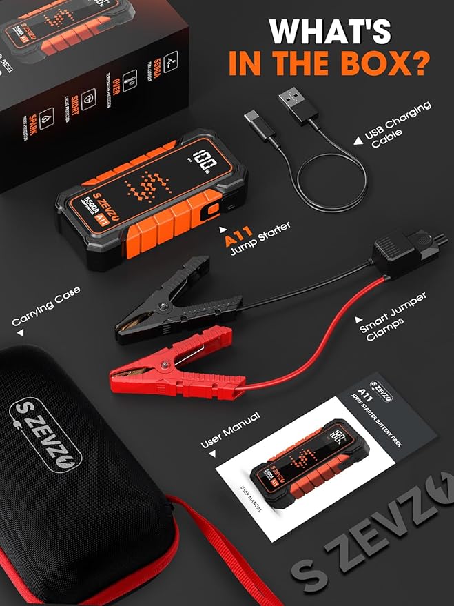 S ZEVZO A11 5500A Car Battery Jump Starter, 88.8Wh Battery Jumper Starter - Image 6